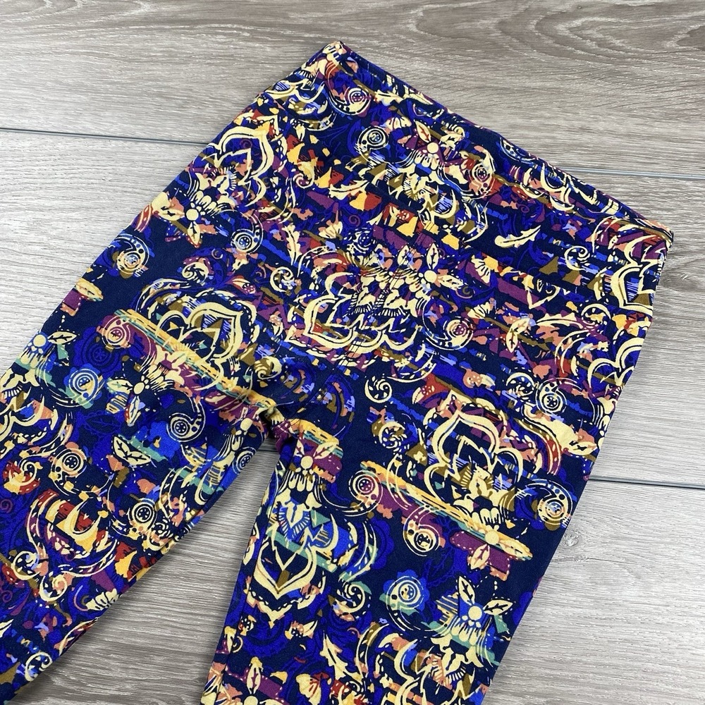 Lularoe Women's Stretch Leggings Blue Multicolor Geometric One Size